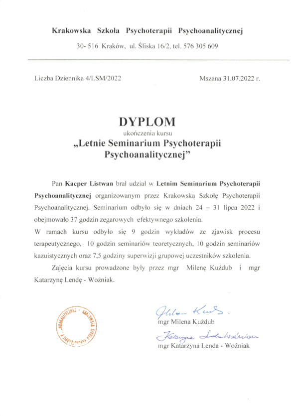 Psychoterapia Kacper Listwan