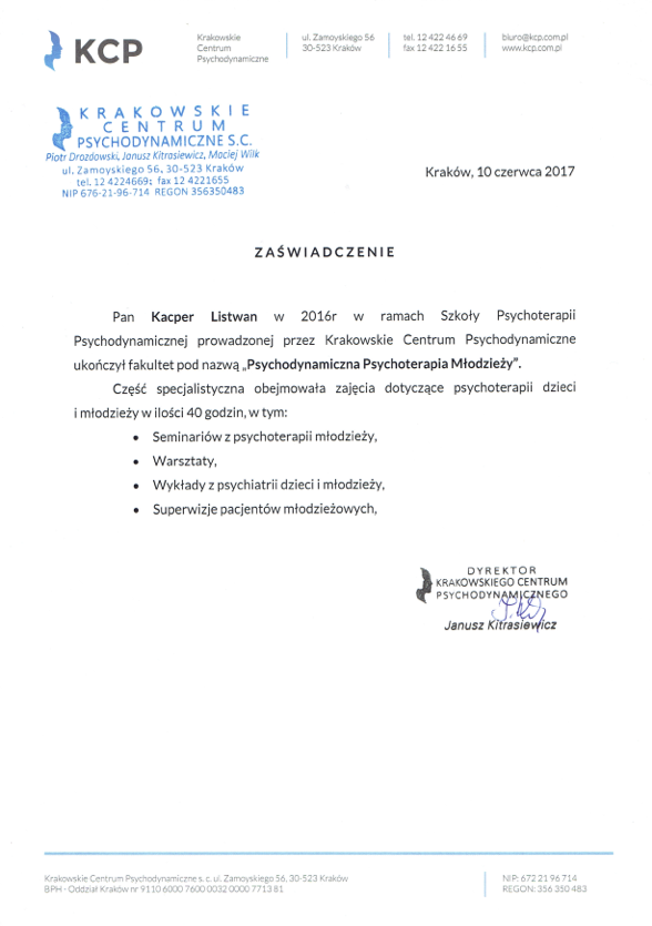Psychoterapia Kacper Listwan