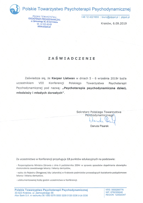 Psychoterapia Kacper Listwan