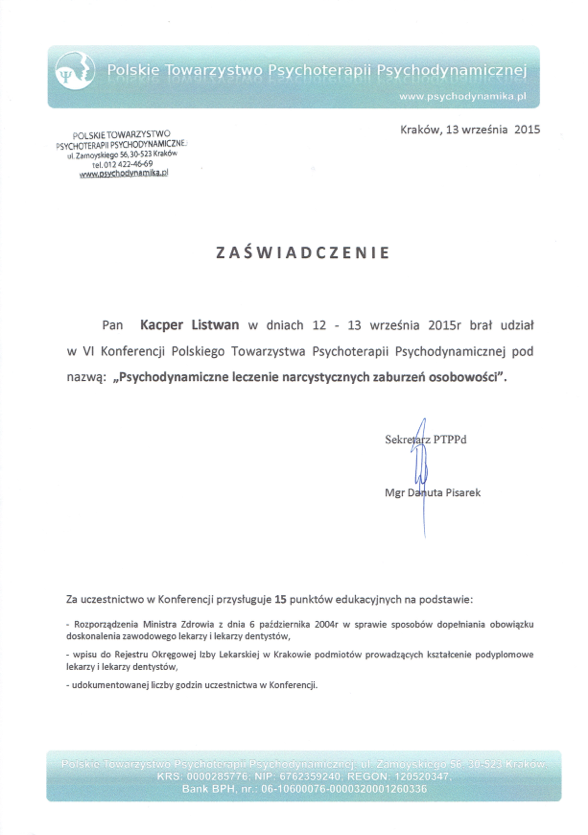 Psychoterapia Kacper Listwan