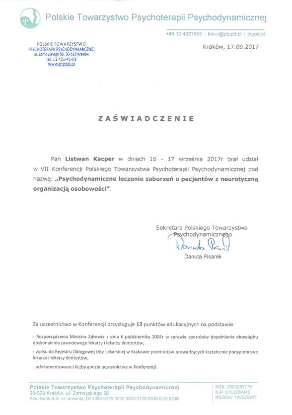 Psychoterapia Kacper Listwan